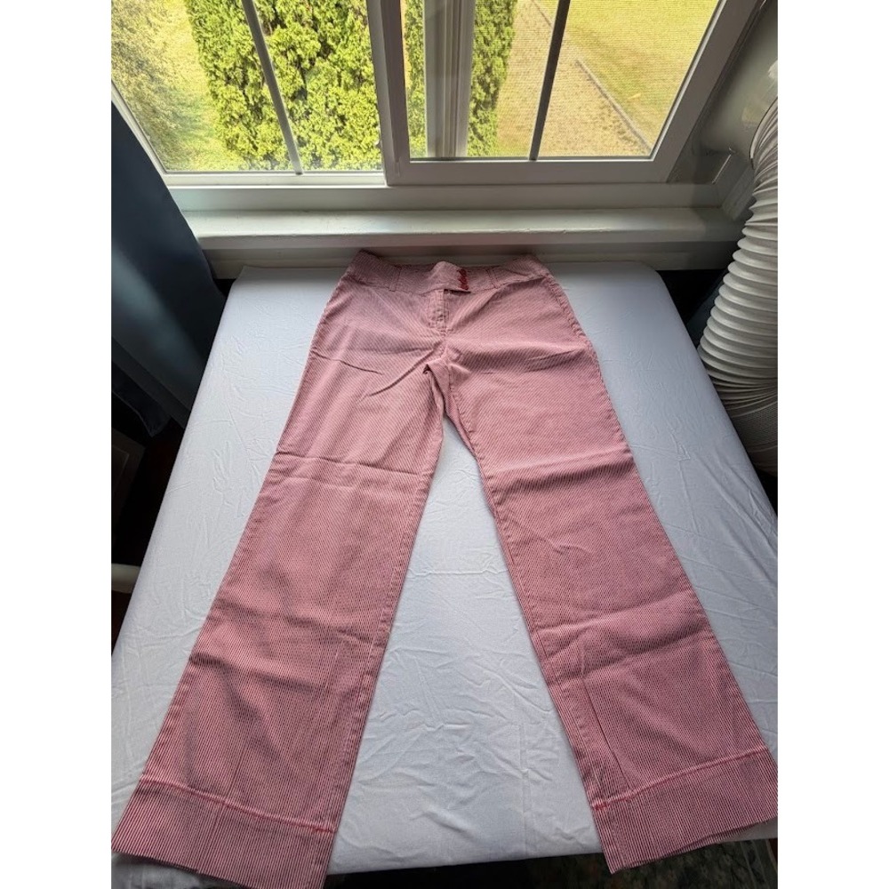 VTG Women's Ann Taylor LOFT Marisa Red White Striped Wide Leg Pants Trousers - 4